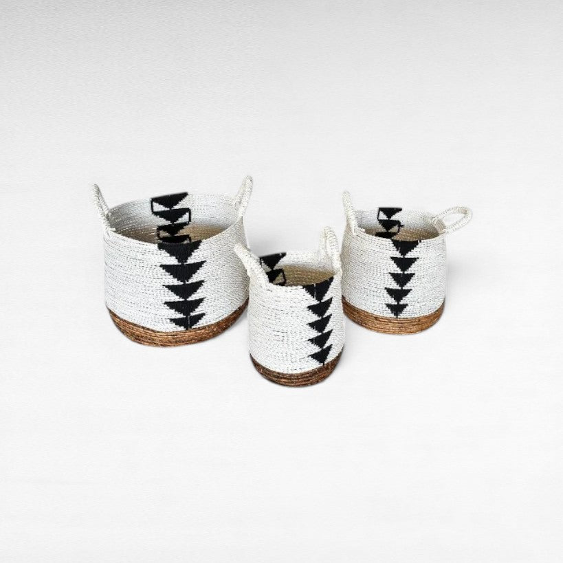 BASKETS TRIBAL SYNTHETIC RATTAN SET OF 3