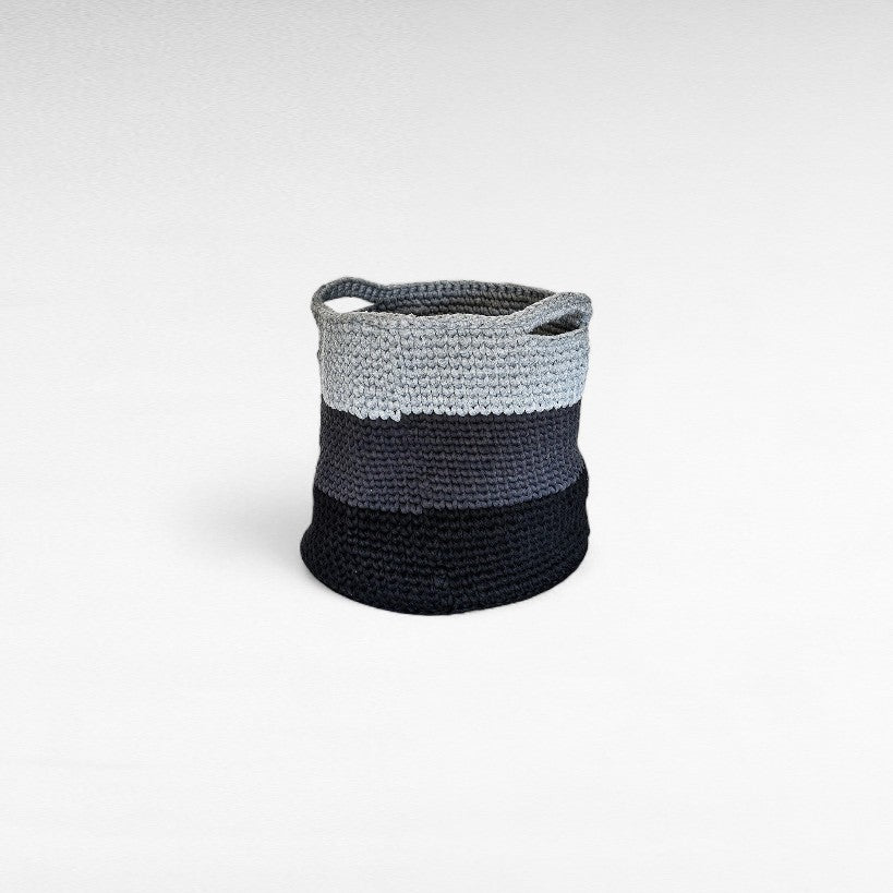 HANDMADE COTTON LAUNDRY BASKET TONES OF GREY