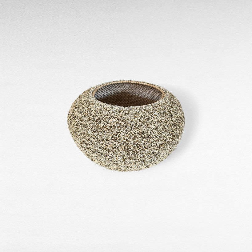 BEADED RATTAN BASKET