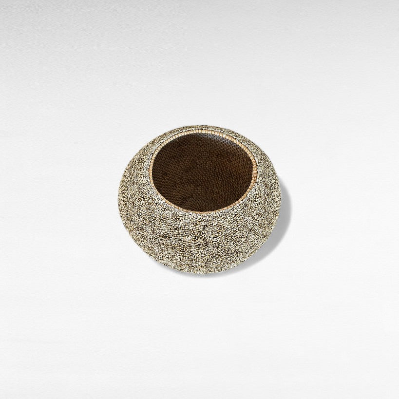 BEADED RATTAN BASKET