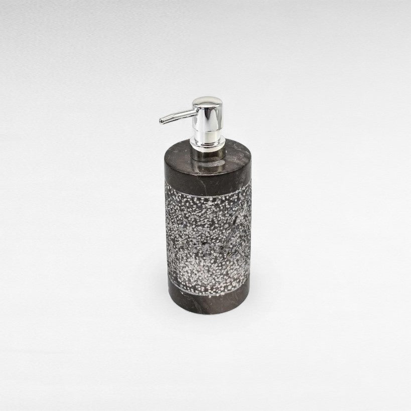 BATHROOM SOAP DISPENSER STONE DARK GREY 7x7x20cm
