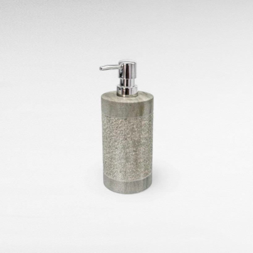 BATHROOM SOAP DISPENSER STONE LIGHT GREY 7x7x20cm