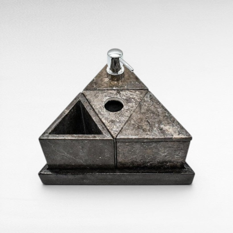 GRAY MARBLE BATHROOM SET OF 5