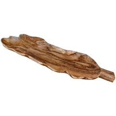 TEAK BOWL LONG IN LEAF SHAPE - Chora Mykonos