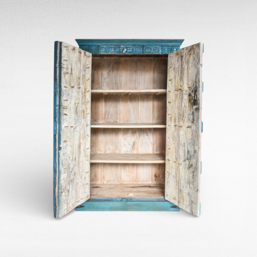 CABINET WOOD TURQUOISE W120 |D54 |H190 cm