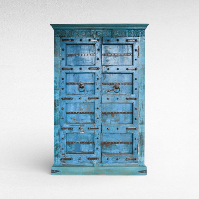CABINET WOOD TURQUOISE W120 |D54 |H190 cm