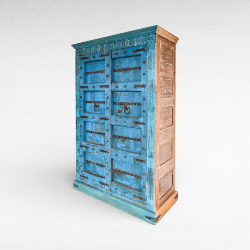 CABINET WOOD TURQUOISE W120 |D54 |H190 cm