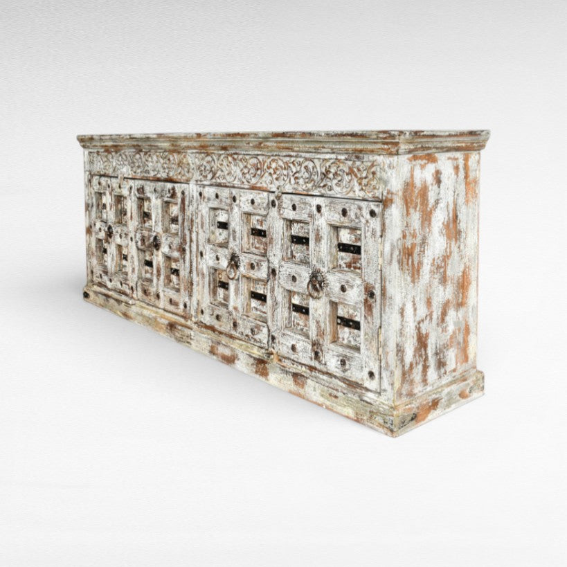 Elegant White & Brown Wood Buffet Cabinet W230 |D50 |H92 cm