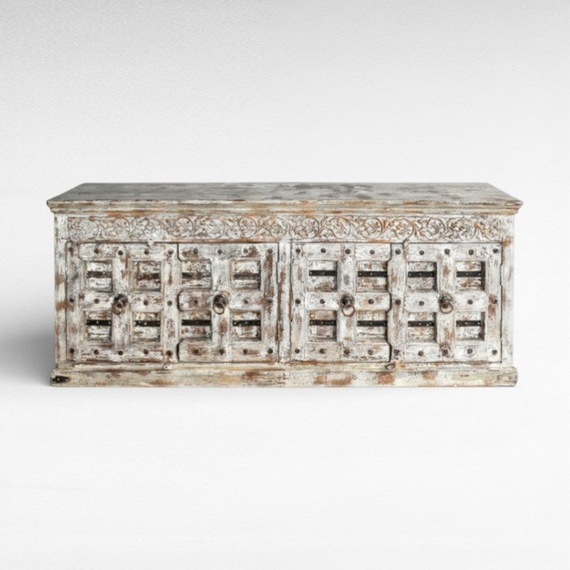 Elegant White & Brown Wood Buffet Cabinet W230 |D50 |H92 cm