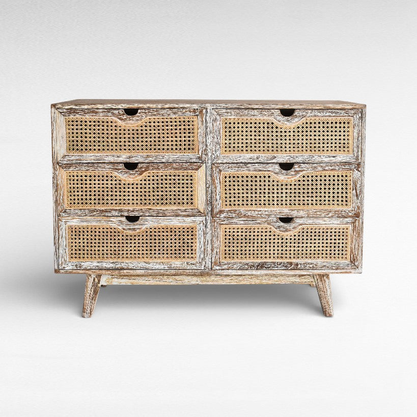 BUFFET CABINET TEAK WOOD & VIENNESE RATTAN W120 |D45 |H90 cm