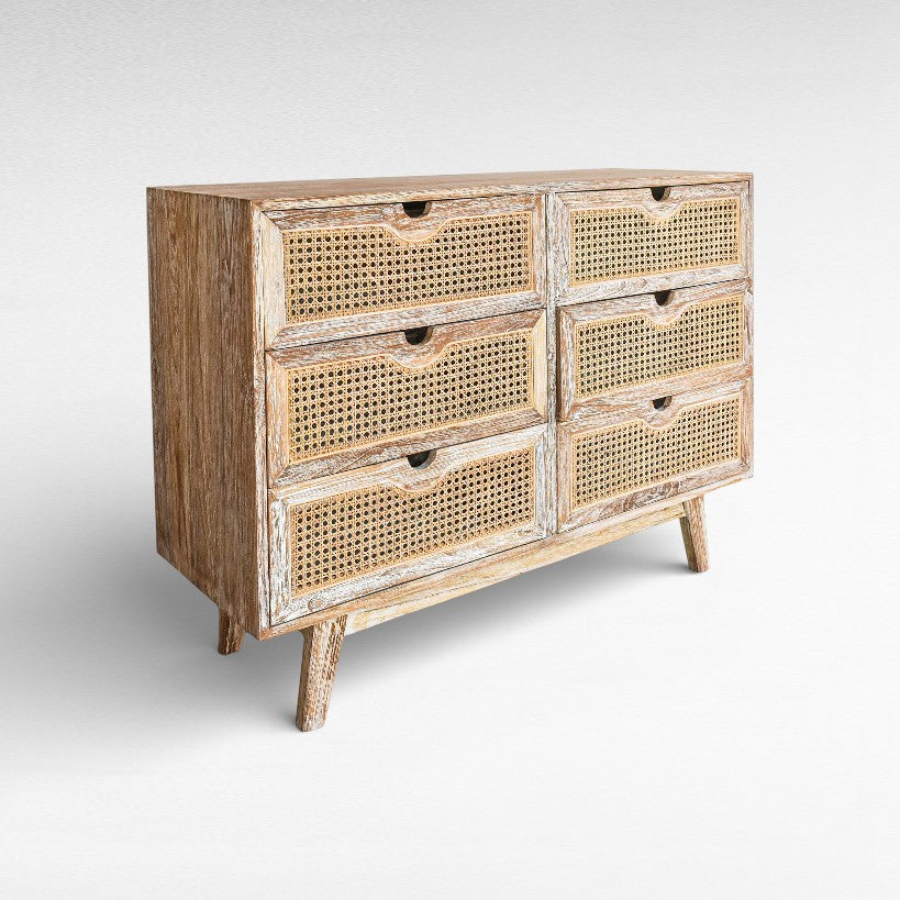 BUFFET CABINET TEAK WOOD & VIENNESE RATTAN W120 |D45 |H90 cm