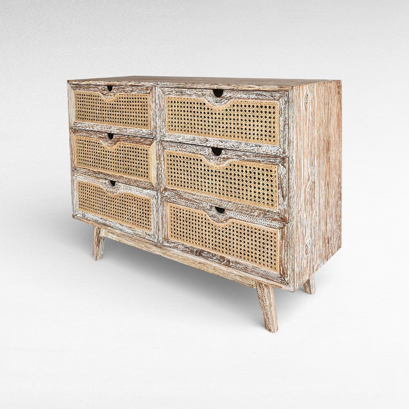 BUFFET CABINET TEAK WOOD & VIENNESE RATTAN W120 |D45 |H90 cm
