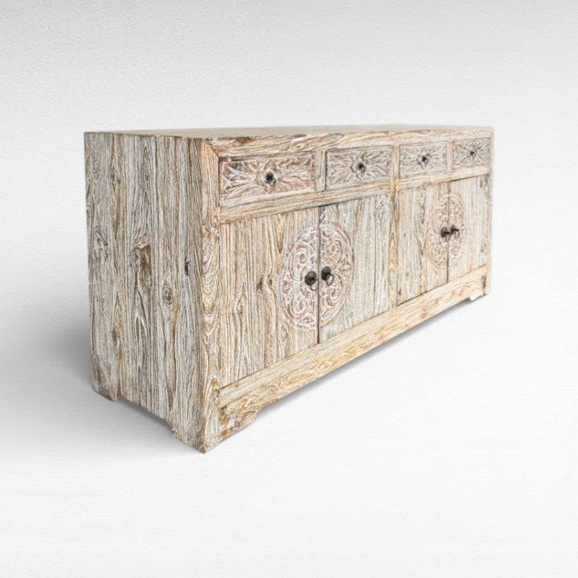 BUFFET WHITE WASHED WITH CARVING DETAILS W160 |50D |H60 cm