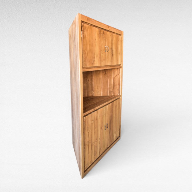 CORNER BUFFET CABINET NATURAL COLOR TEAK WOOD W120 |D65 |H180 cm
