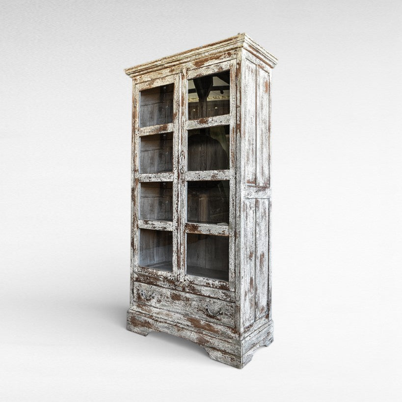 WOODEN CABINET WITH GLASSES W86 |D42 |H180 cm