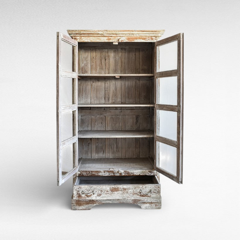 WOODEN CABINET WITH GLASSES W86 |D42 |H180 cm