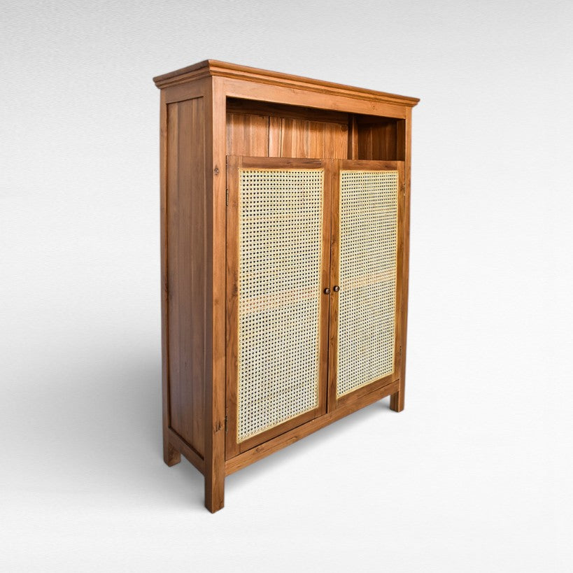 CABINET NATURAL WITH VIENNESE RATTAN W100 |D35 |H135 cm