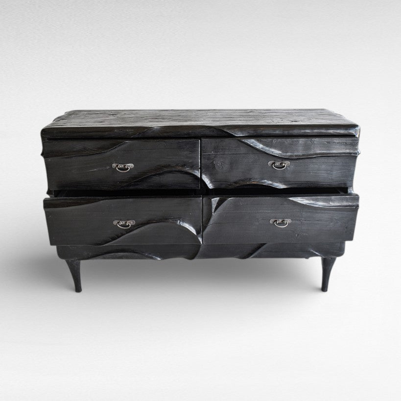 TEAK WOOD BLACK BUFFET W160 |D50 |H100 cm