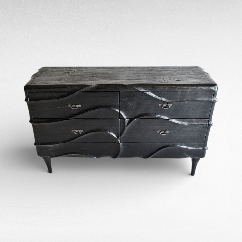 TEAK WOOD BLACK BUFFET W160 |D50 |H100 cm