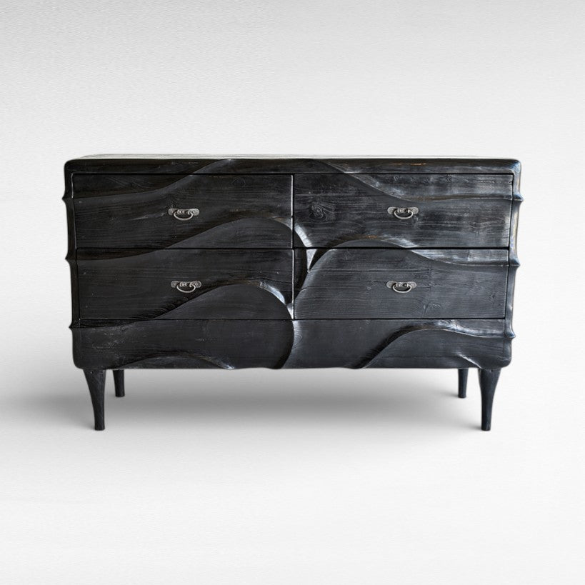 TEAK WOOD BLACK BUFFET W160 |D50 |H100 cm