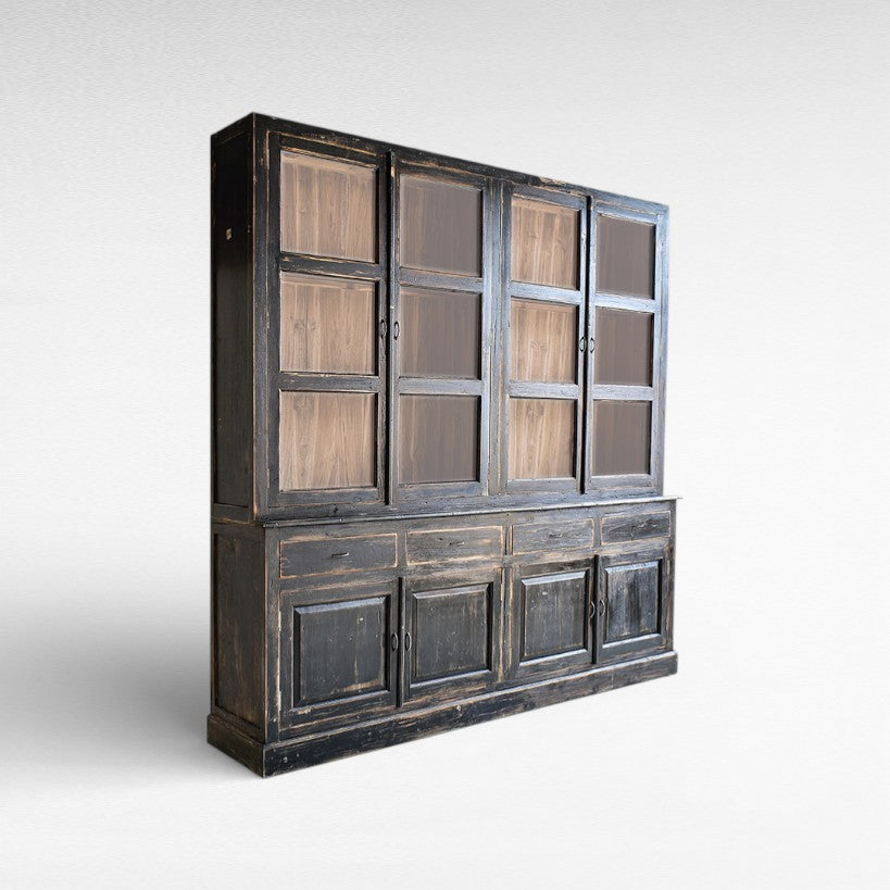 BUFFET CABINET BLACK TEAK WOOD 250X50X240CM