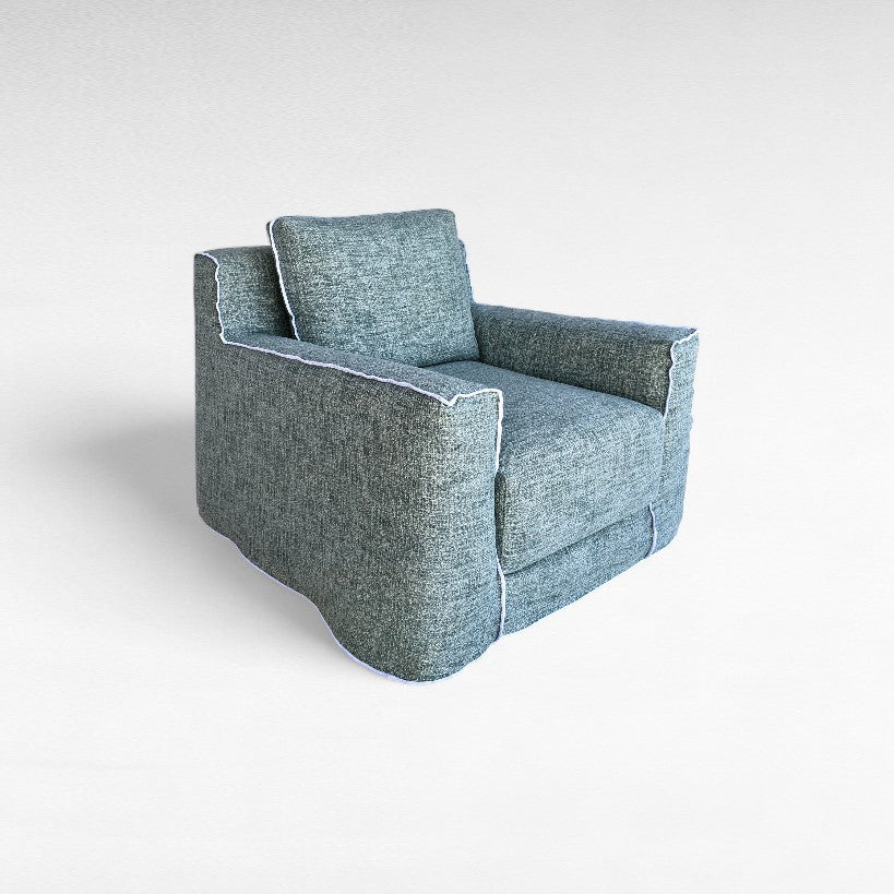 ARMCHAIR WITH COTTON BOUCLE FABRIC W102 |D102 | H80 cm