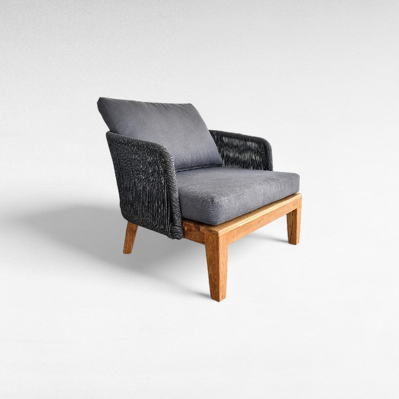 TEAK WOOD RELAX ARMCHAIR WITH ROPE AND W92 |D90 |H68 cm