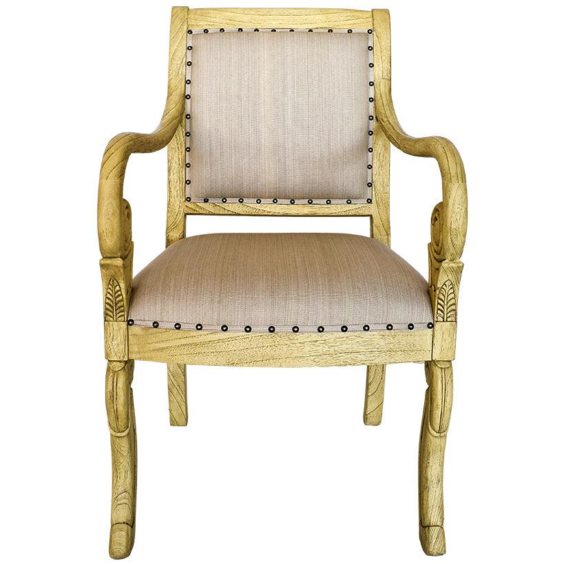 OLIVE COLOR LINEN CHAIR WITH CEDAR WOOD