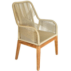 CHAIR TEAK WOOD WITH SYNTHETIC RATTAN - Chora Mykonos