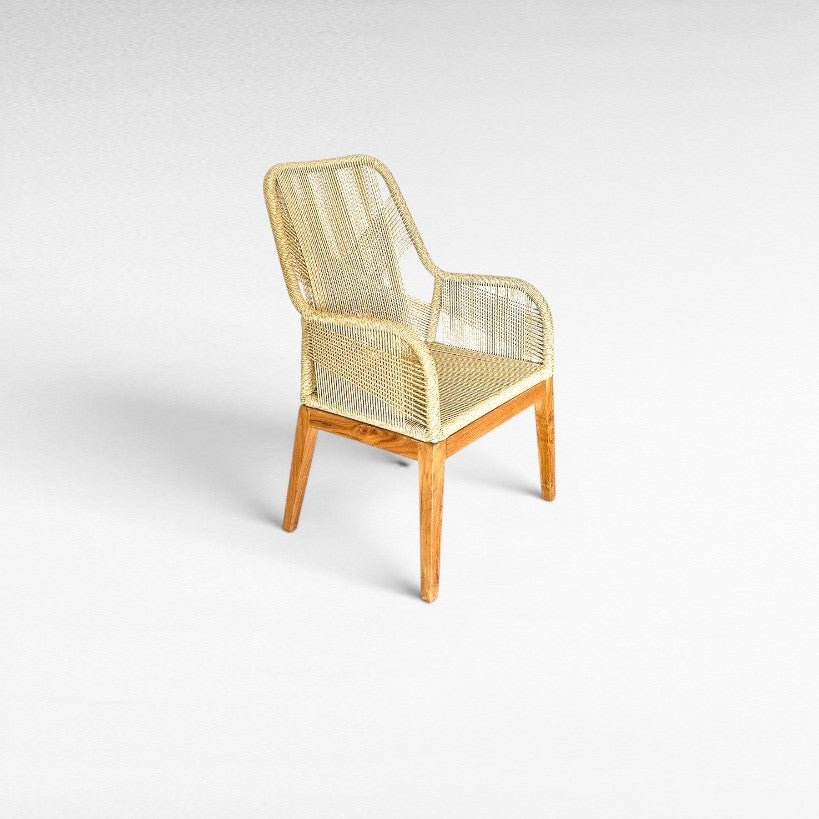 CHAIR TEAK WOOD WITH SYNTHETIC RATTAN - Chora Mykonos