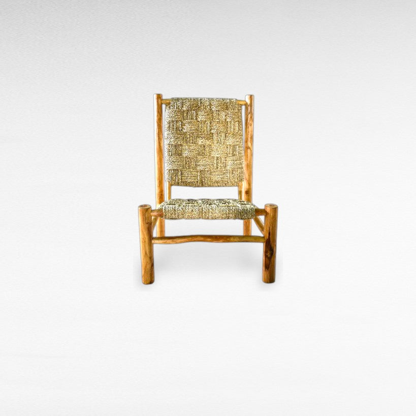 TEAK WOOD RELAX CHAIR WITH NATURAL RAFFIA W60 |D60 |H95 cm