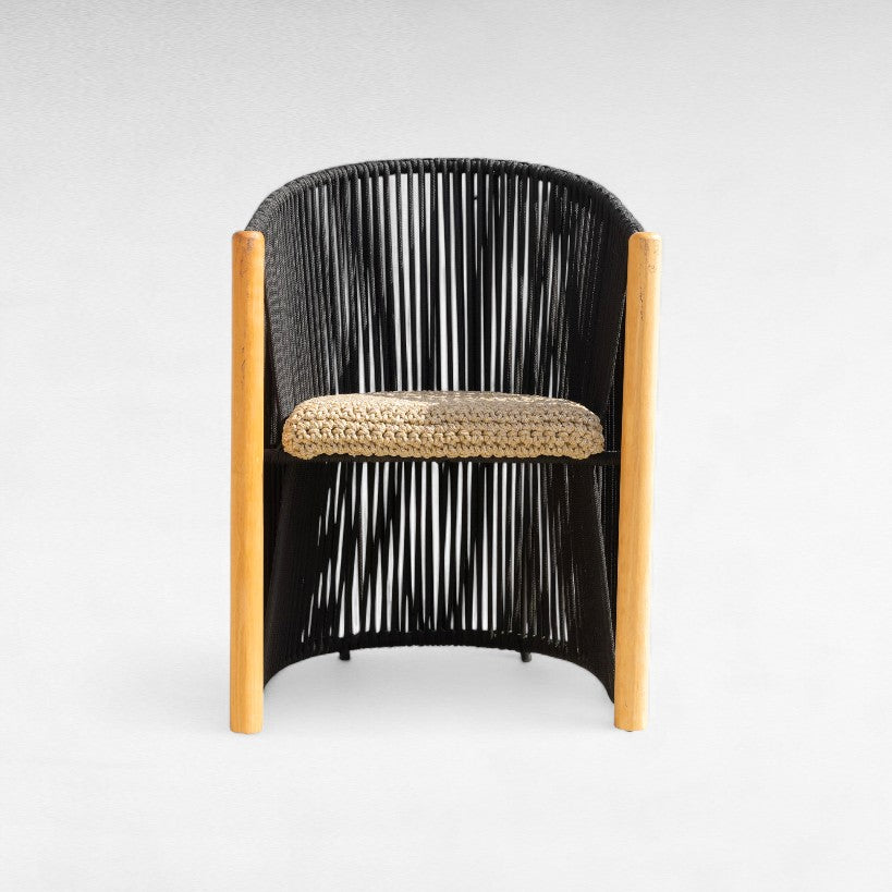 OAK WOOD DINING CHAIR WITH THIN COTTON ROPE W50 |D60 |H87 CM