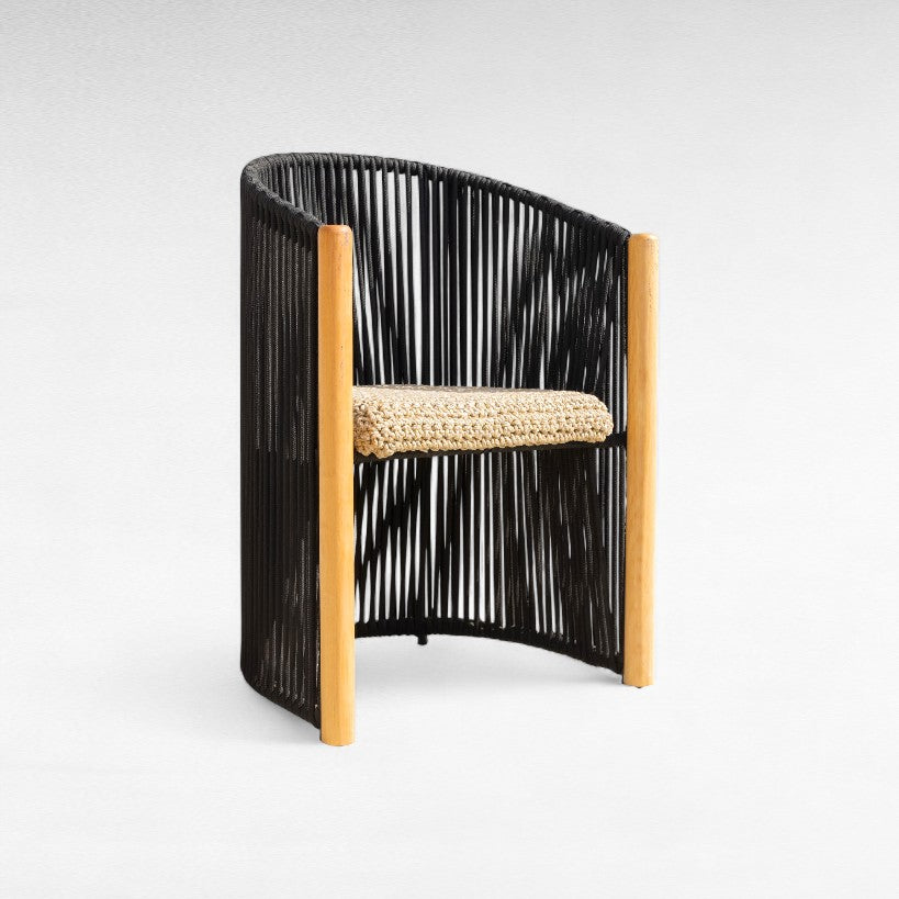 OAK WOOD DINING CHAIR WITH THIN COTTON ROPE W50 |D60 |H87 CM