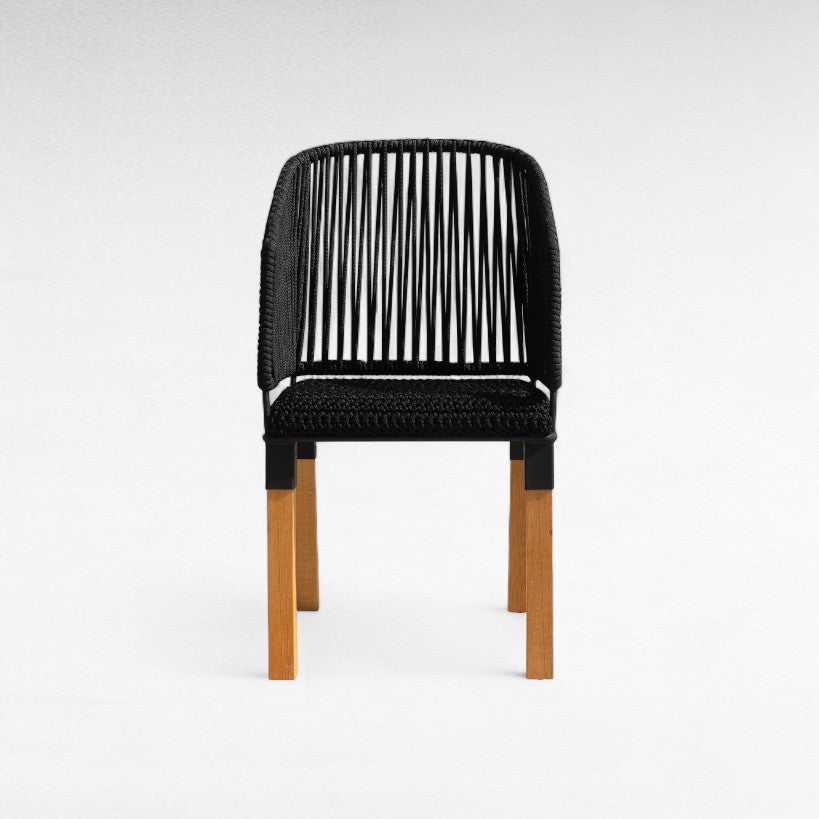 IRON FRAME DINING CHAIR WITH COTTON ROPE W57 |D52 |H98 cm