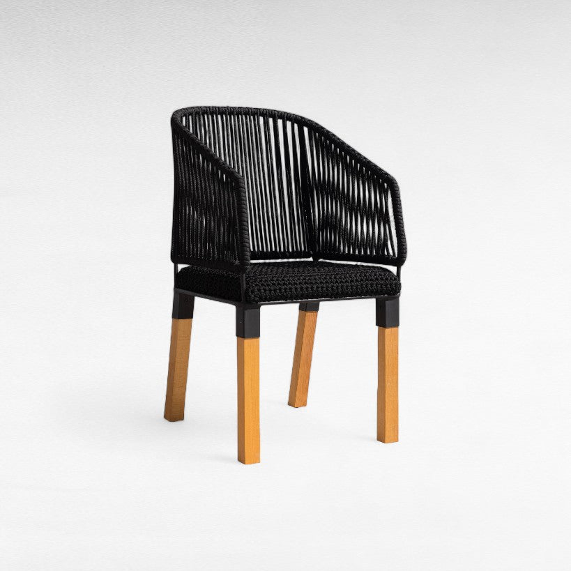 IRON FRAME DINING CHAIR WITH COTTON ROPE W57 |D52 |H98 cm