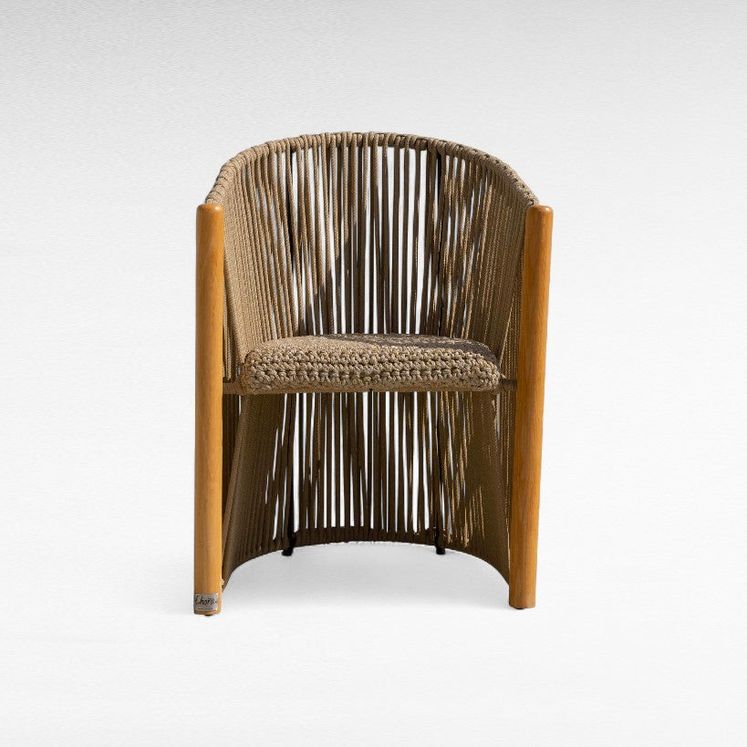 OAK WOOD DINING CHAIR WITH THIN COTTON ROPE W50 |D60 |H87 CM