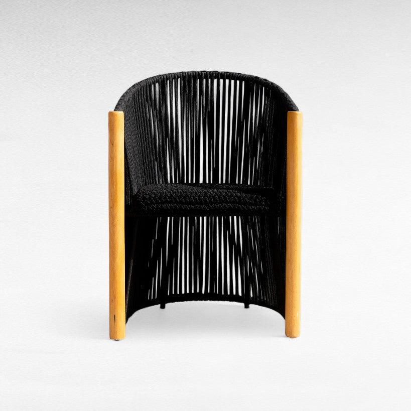 OAK WOOD DINING CHAIR WITH THIN COTTON ROPE W50 |D60 |H87 CM