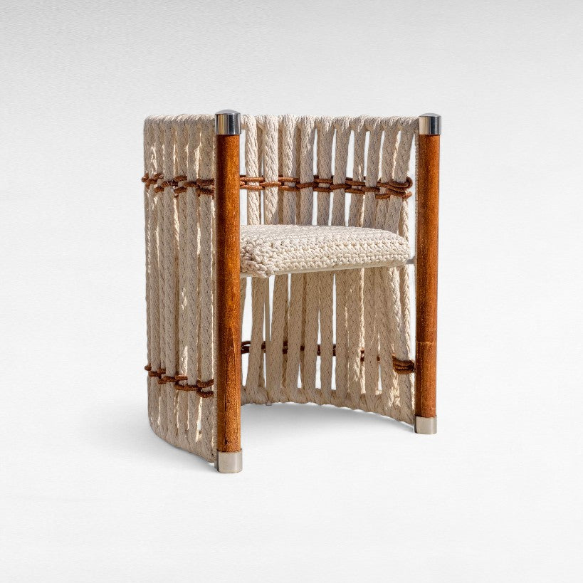 OAK WOOD DINING CHAIR WITH THICK COTTON ROPE W62 |D54 |H74 CM