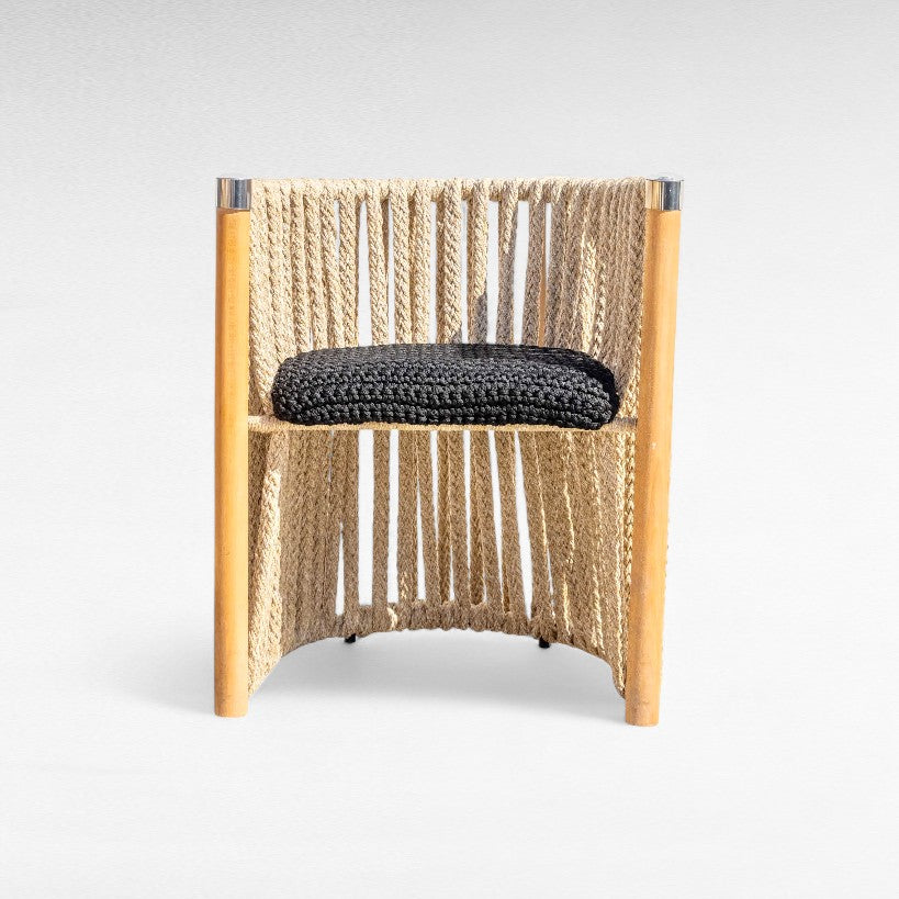 OAK WOOD DINING CHAIR WITH THICK COTTON ROPE W62 |D54 |H74 CM