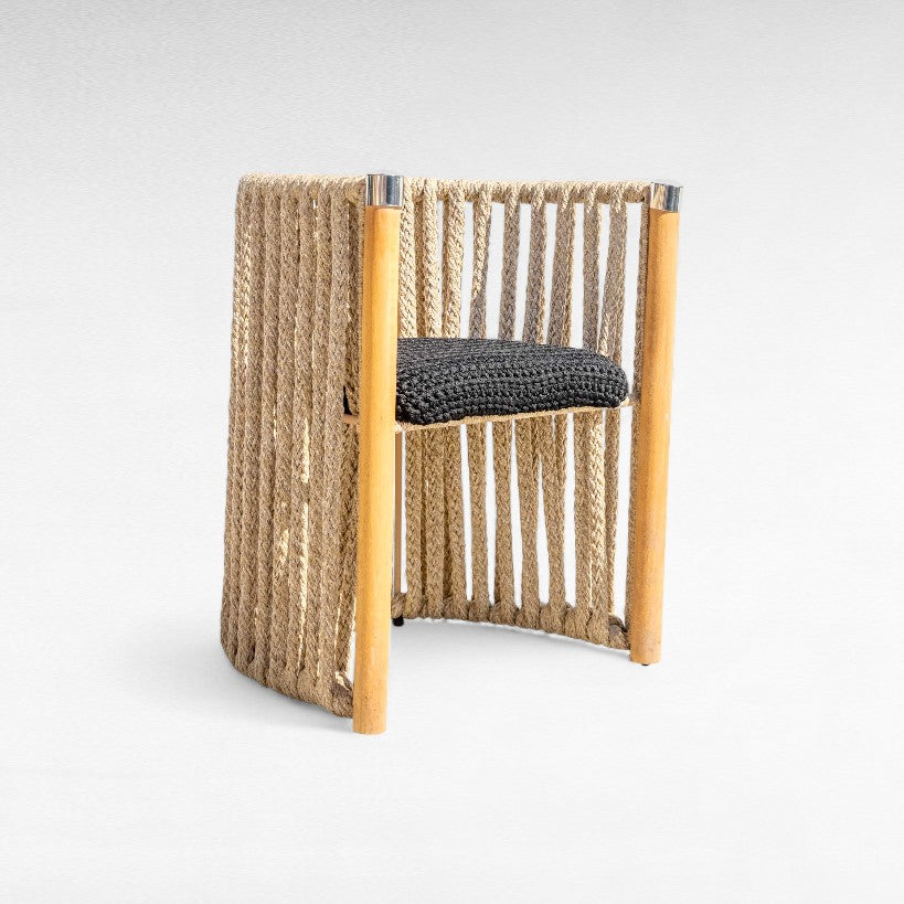 OAK WOOD DINING CHAIR WITH THICK COTTON ROPE W62 |D54 |H74 CM