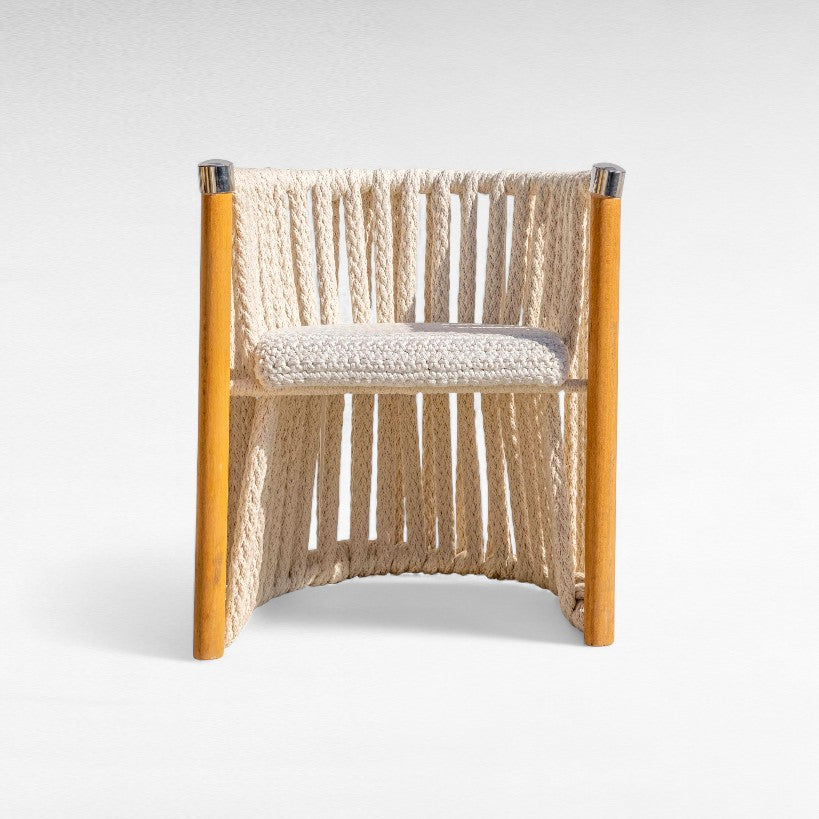 OAK WOOD DINING CHAIR WITH THICK COTTON ROPE W62 |D54 |H74 CM