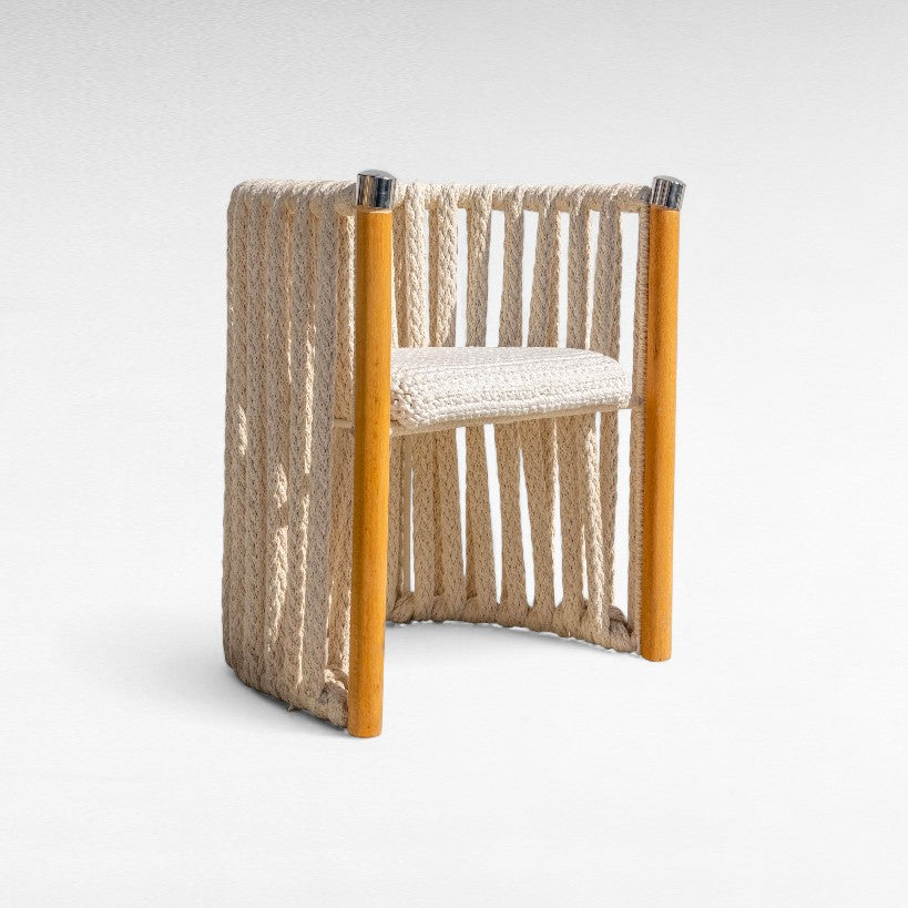 OAK WOOD DINING CHAIR WITH THICK COTTON ROPE W62 |D54 |H74 CM