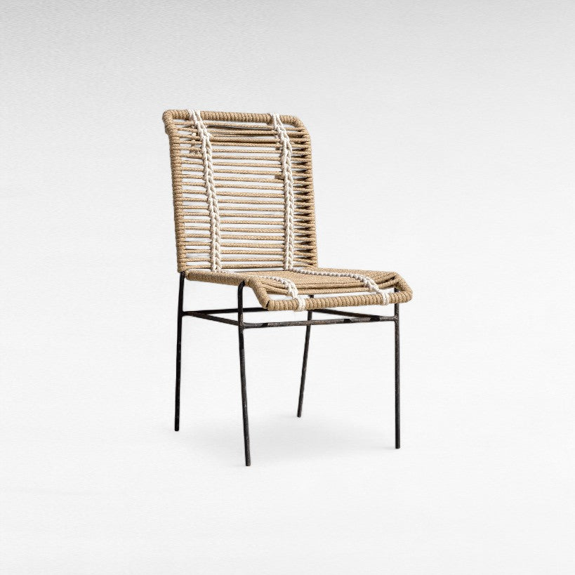 IRON FRAME DINING CHAIR COTTON ROPE W62 |D45 |H85 cm
