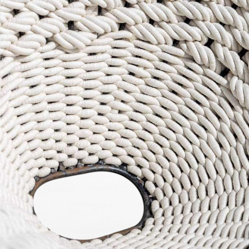 CHAIR ROPE & IRON OFF WHITE & BLACK 85x85x80cm