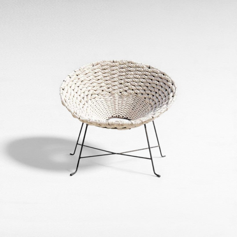 CHAIR ROPE & IRON OFF WHITE & BLACK 85x85x80cm