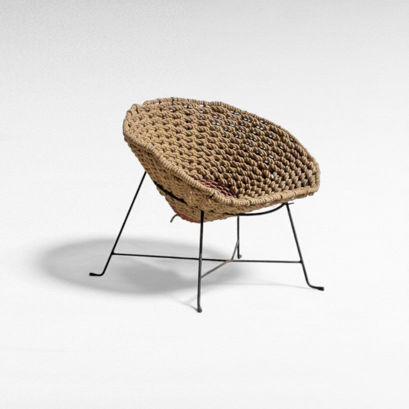 CHAIR ROPE & IRON NATURAL BRONZE & BLACK 85x85x80cm