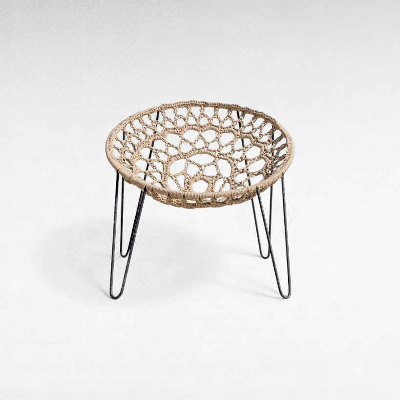 CHAIR ROPE & IRON NATURAL & BLACK 82x75x75cm