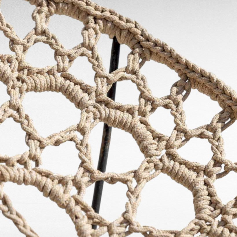 CHAIR ROPE & IRON NATURAL & BLACK 82x75x75cm