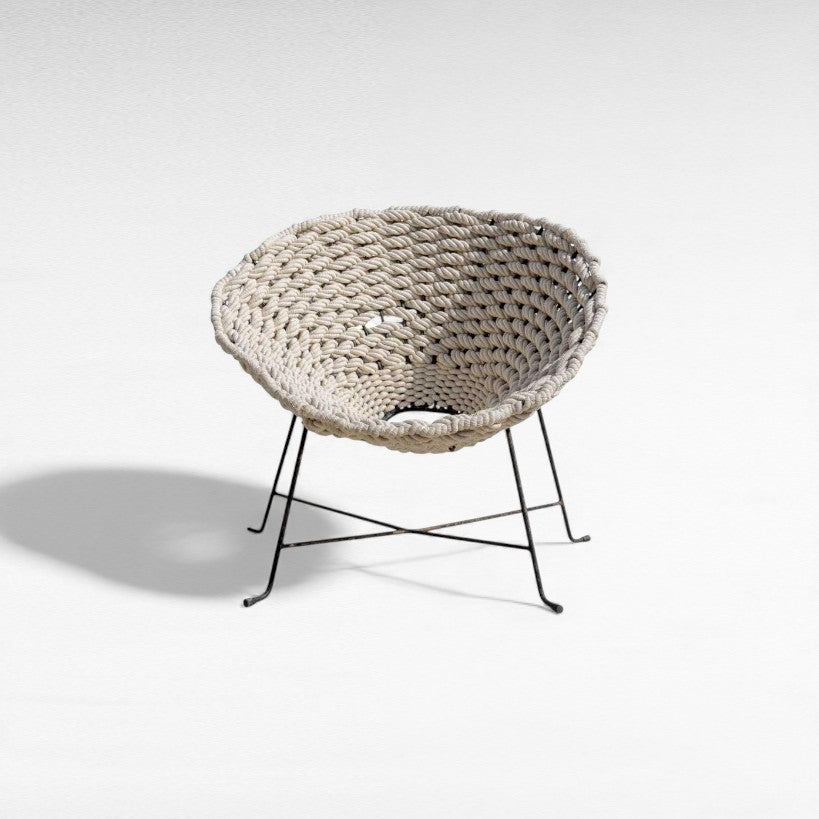 CHAIR ROPE & IRON OFF WHITE & BLACK 85x85x80cm