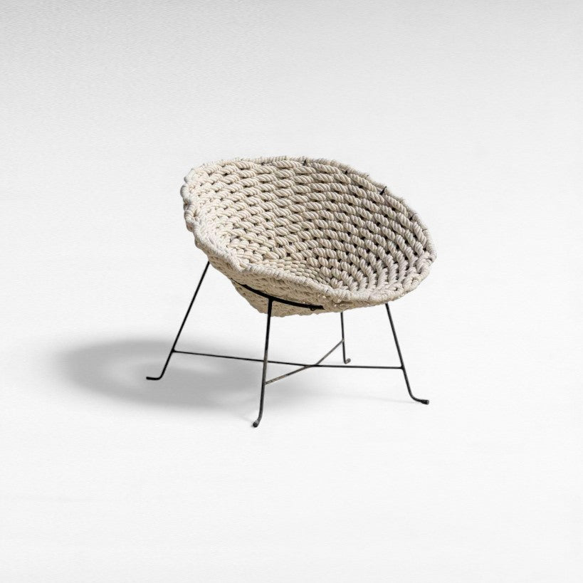 CHAIR ROPE & IRON OFF WHITE & BLACK 85x85x80cm